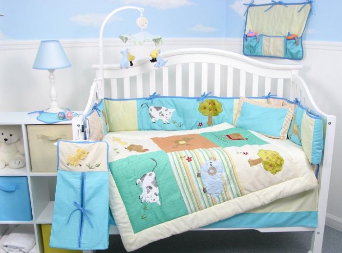 Farmland Animals Baby Infant Nursery Crib Bedding Set 15pcs