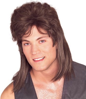BROWN MULLET COSTUME WIG~HILLBILLY~REDNECK~HICK~80'S