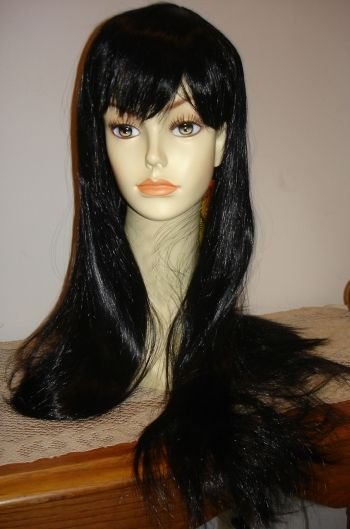 Long Black Straight Wig w/ Bangs~Cosplay~Sexy Witch~Costume