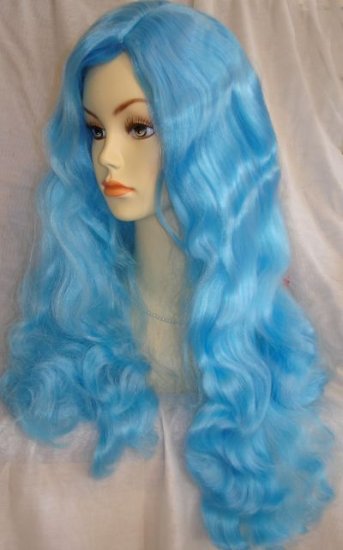 Long Wavy Ocean Blue Wig~Mermaid Costume