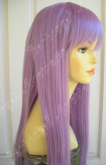 Long Lavender Purple Straight Wig w/ Bangs~Cosplay~Punk~Costume
