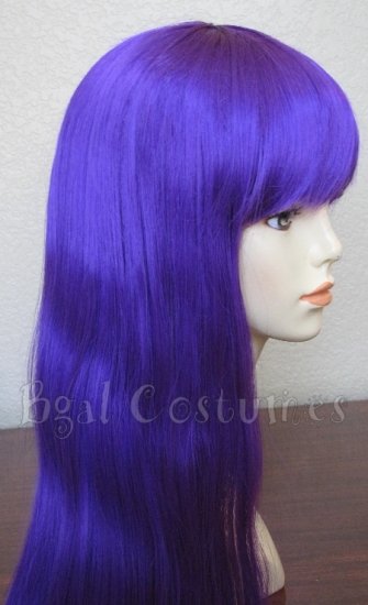 Long Dark Purple Wig with Bangs~Anime~Cosplay~Halloween Costume