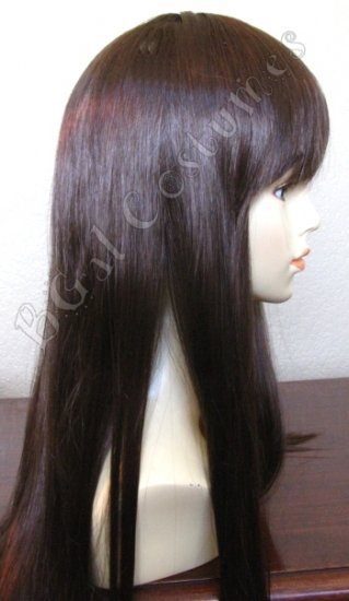Long Dark Brown Wig with Bangs~Anime~Cosplay~Halloween Costume