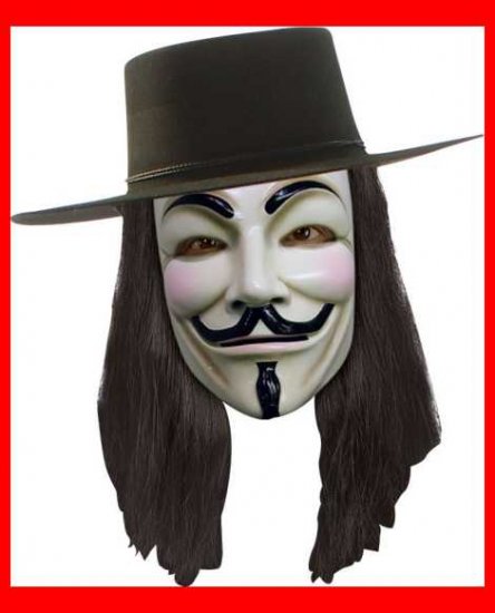 V for Vendetta Costume Wig Hat and Mask