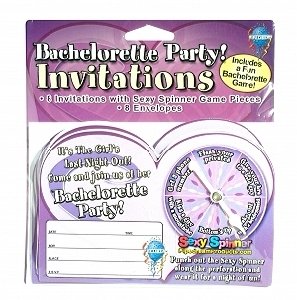 Bachelorette Party Invitations with Attached Spinner Bar/Club Game-Set of 8