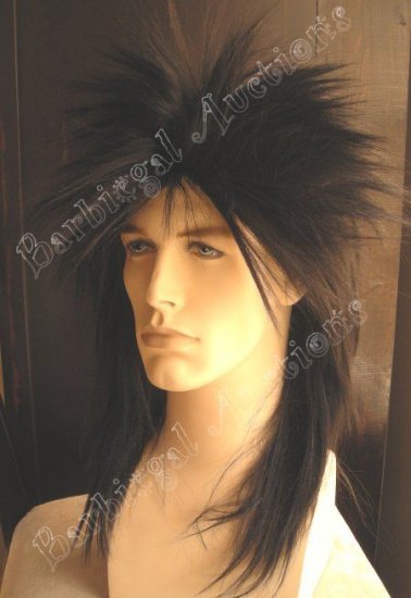 Black Heavy Metal Punk Halloween Costume Wig~Rocker