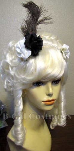 Platinum Blonde Marie Antoinette Costume Wig~Halloween~Black Rose