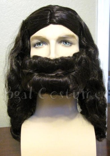 Jesus Christ Halloween Costume Wig~Shepherd~Beard & Mustache