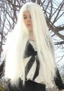 30" LONG PLATINUM WHITE WIG~COSPLAY ANIME~WIGS~NO BANGS~HALLOWEEN COSTUME