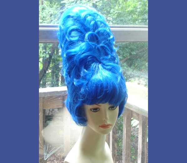 Huge Tall Marge Simpson Beehive Halloween Costume Wig ~ Blue