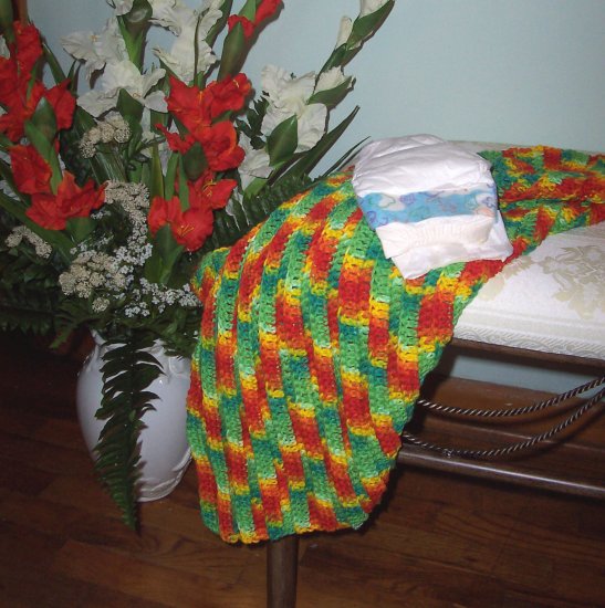 Bright Colored Preemie or Newborn Carseat, Stroller, Nursing Cozy Afghan Blanket
