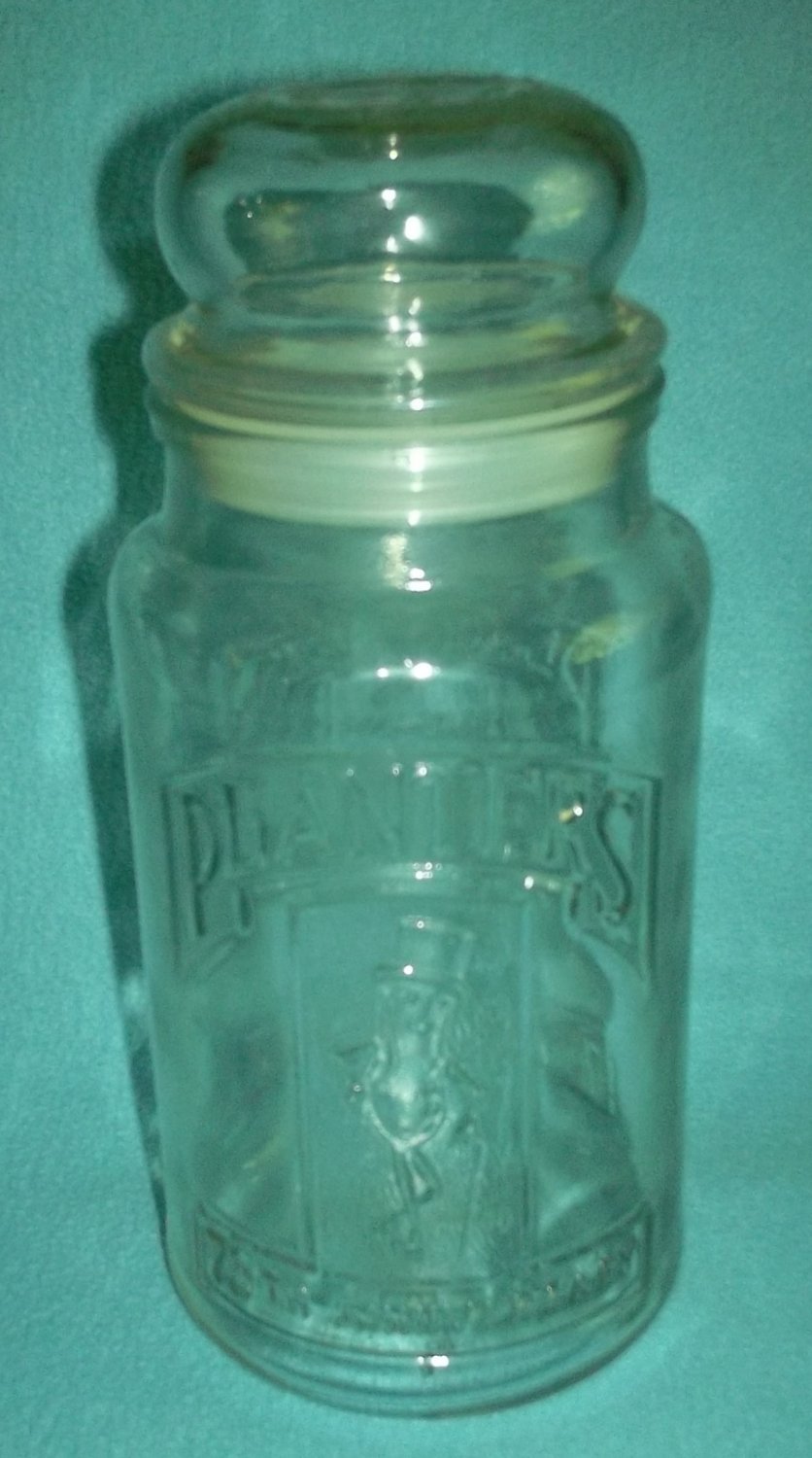 PLANTERS PEANUT Mr. Peanut 75TH ANNIVERSARY GLASS COMMEMORATIVE JAR