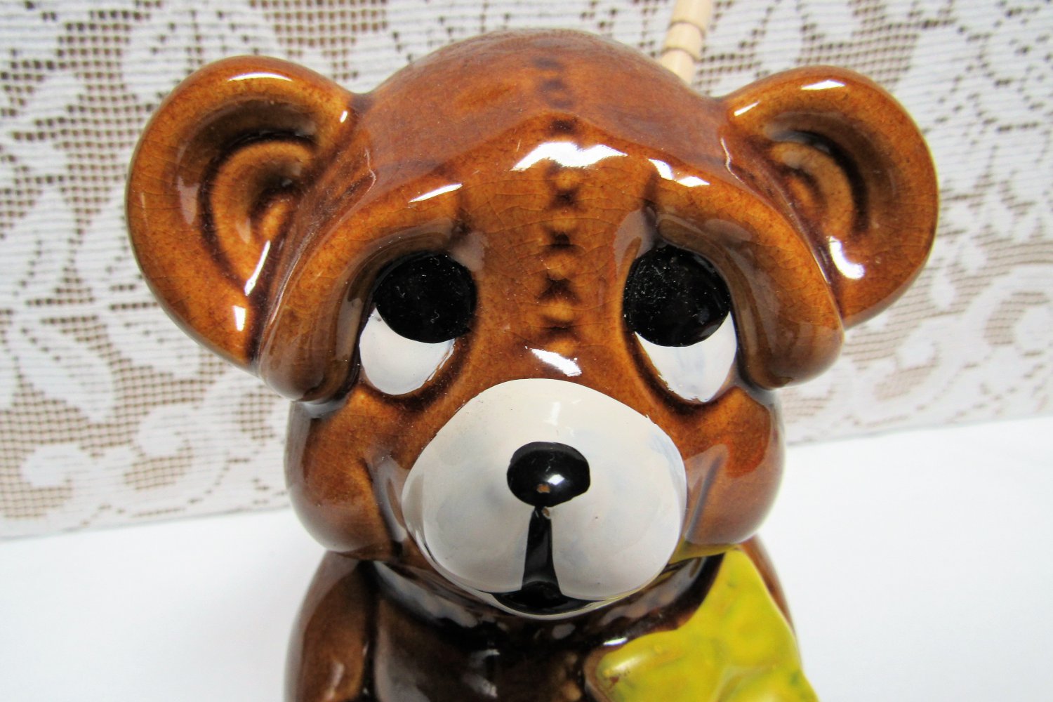 Vintage Honey Pot Jar Porcelain Teddy Bear Houston Foods With