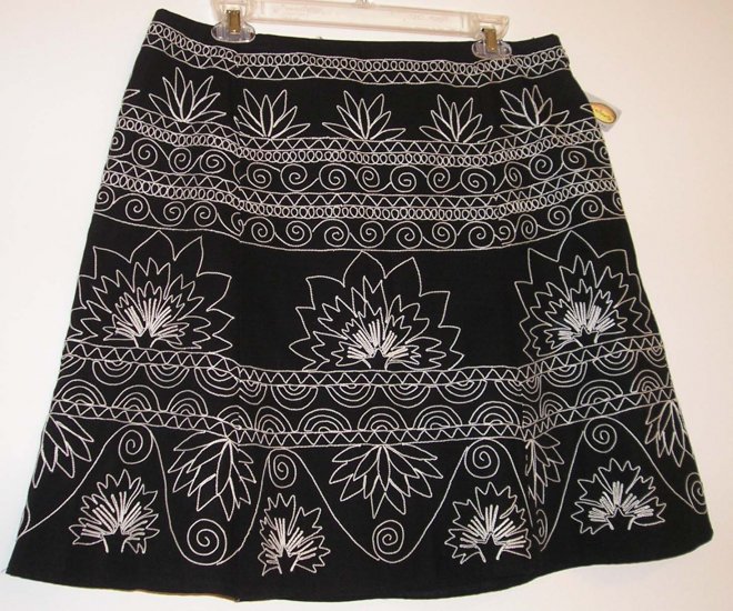 NEW $108 TALBOTS Womens Skirt 10P 10 Petite Black White NWT