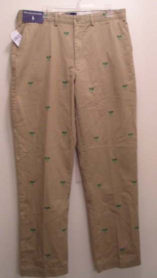 NEW WITH TAG $165 POLO RALPH LAUREN Mens Pants 34 32 Tennis Racquets NWT