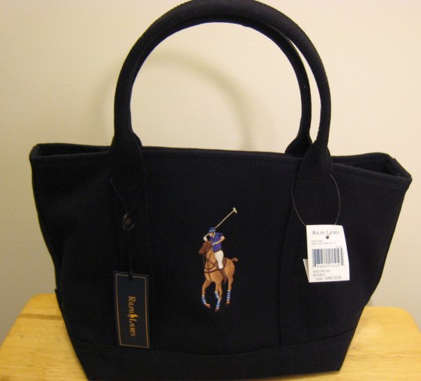 NEW RALPH LAUREN Tote Handbag Bag Big Pony Black NWT