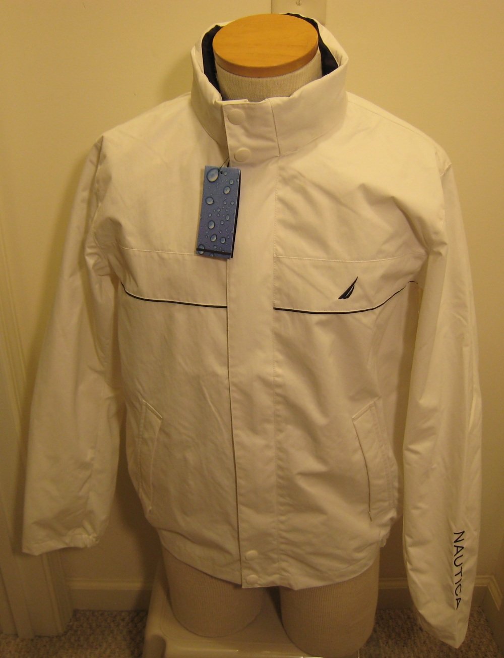 NEW NAUTICA Mens Hoodie Windbreaker Jacket Coat M NWT WhIte