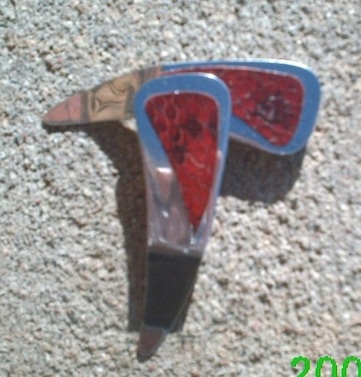 Red genuine snake skin *Zaro design clip-on earrings