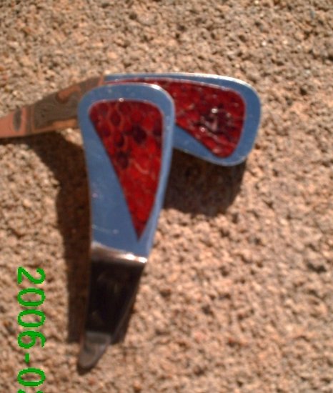 Red genuine snake skin *Zaro design dangle earrings