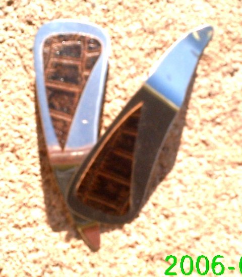 Brown crocodile stamped leather dangle earrings