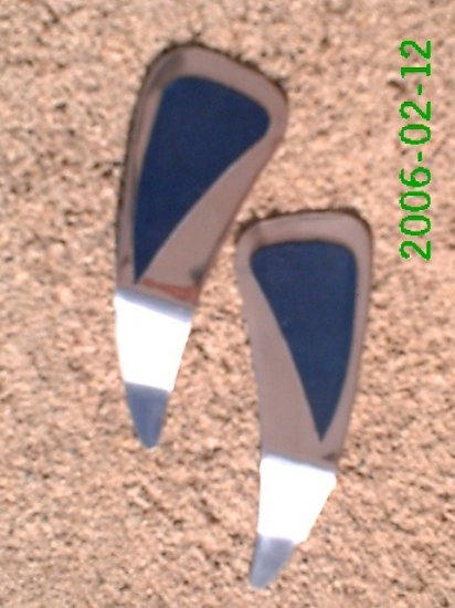 Navy leather *Zaro design dangle earrings