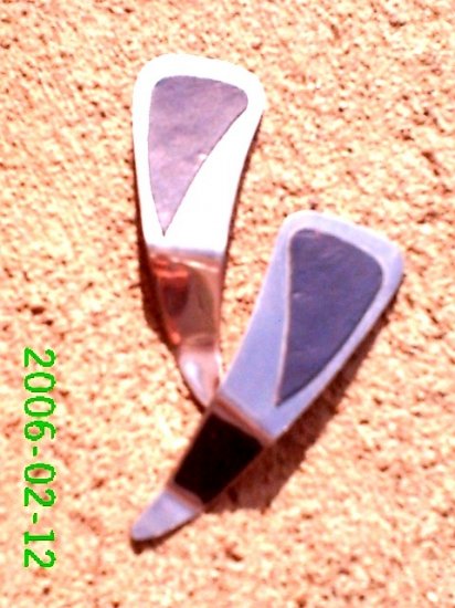 Navy leather *Zaro design clip-on earrings