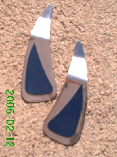 Navy leather *Zaro 2 design dangle earrings