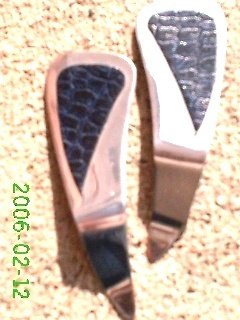 Navy blue crocodile print leather *Zaro design clip-on earrings