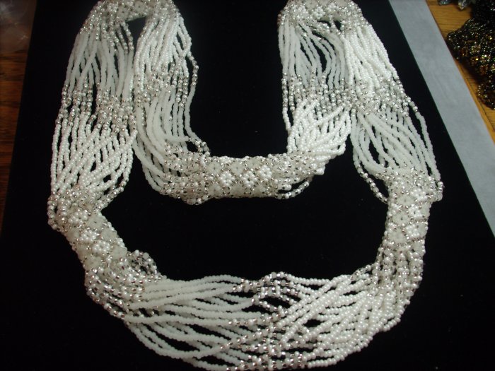 Multi-Strand White & Pearl Beaded Necklace NC-4