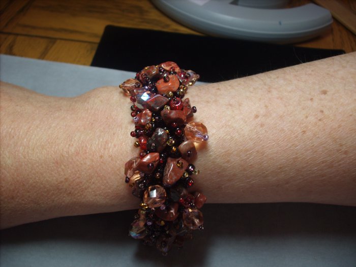 Wine and Jasper Beaded Bracelet BR-6