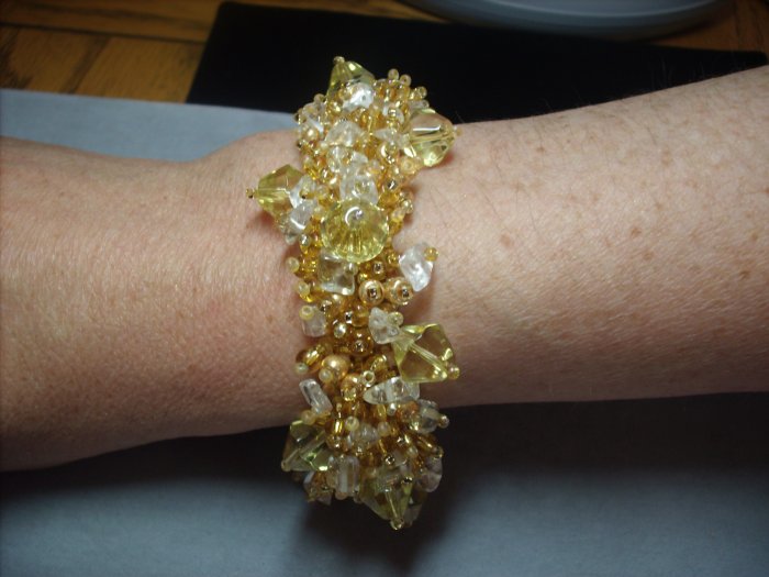 Quartz and Gold Beaded Bracelet BR-5