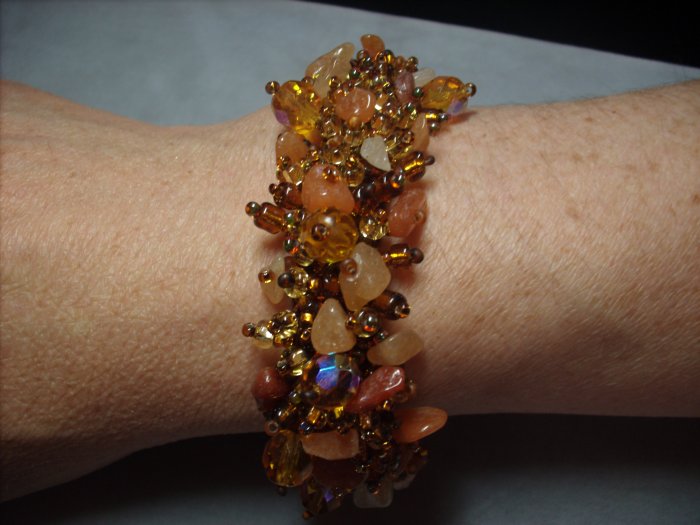Amber Hued Beaded Bracelet BR-3