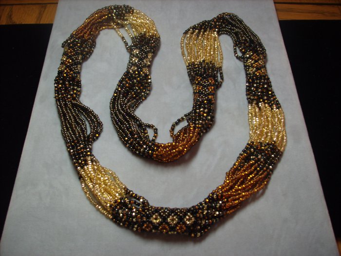 Gold and Bronze Multi-Strand Beaded Necklace NC-2