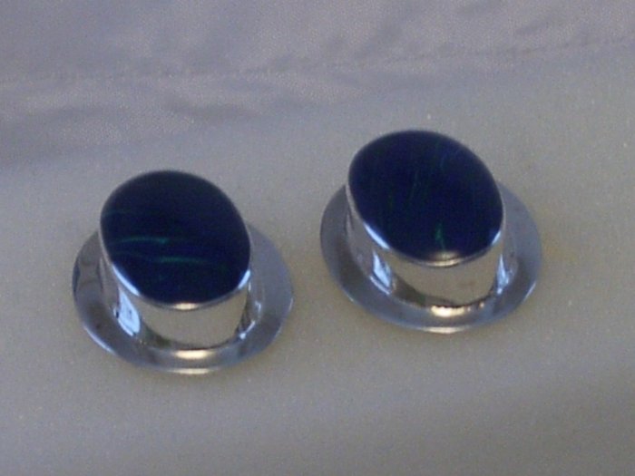 Sterling Silver 925 Earring with Azurite Inlay
