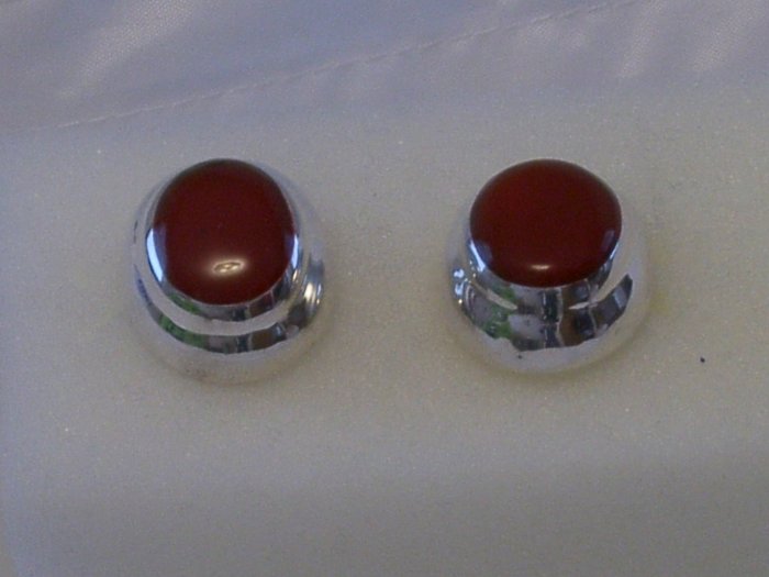 Sterling Silver Earrings Posts w/ Dyed Red Jasper Inlay