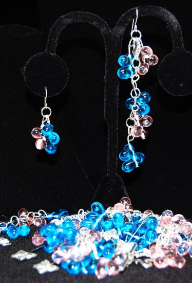 Butterflies and tear drops Bracelet and earrings