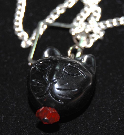 Black Cat Eye Glass Necklace