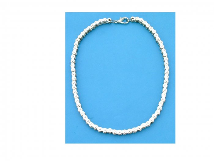 Ladies Chrome Motorcycle Bike Chain Necklace - 18"