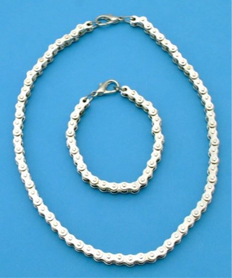 Ladies Motorcycle Bike Chain Bracelet /Necklace Set