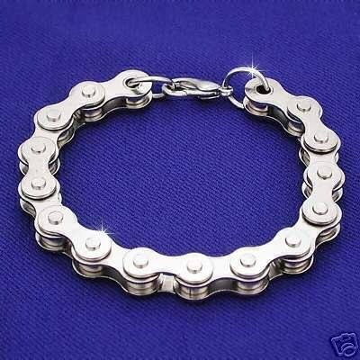 Chrome Motorcycle Bike Chain Bracelet - 9"