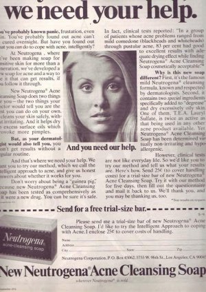 1974 Neutrogena acnecleansing soap Advertisement