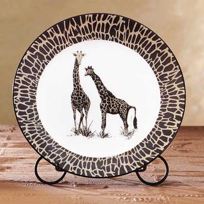 African Decor, Crafted in porcelain, safari-inspired patterning two elegant giraffes.