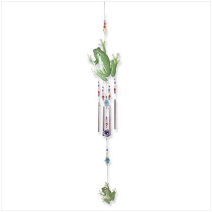 Garden and patio decor, Painted Metal Frog Wind Chime patio accents