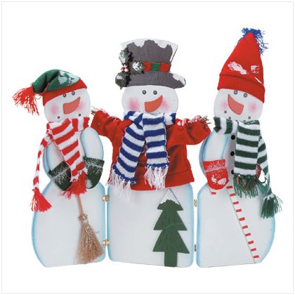 X-mas wood painted hinged snowman