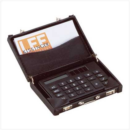 Office decor Mini-Briefcase Calculator bussiness card holder.