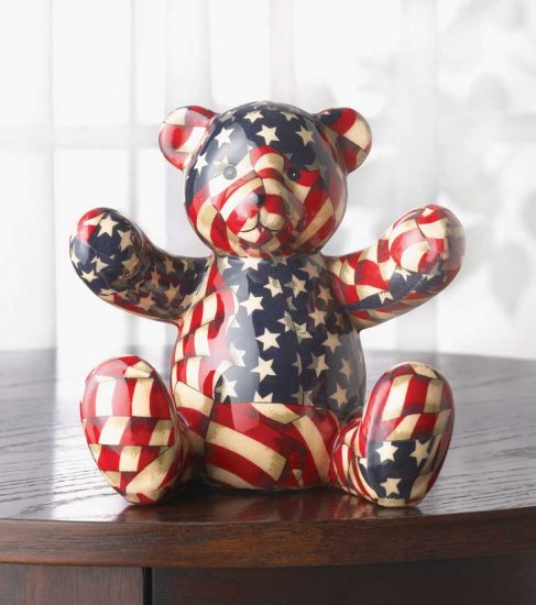 PATRIOTIC PATCHWORK BEAR BANK