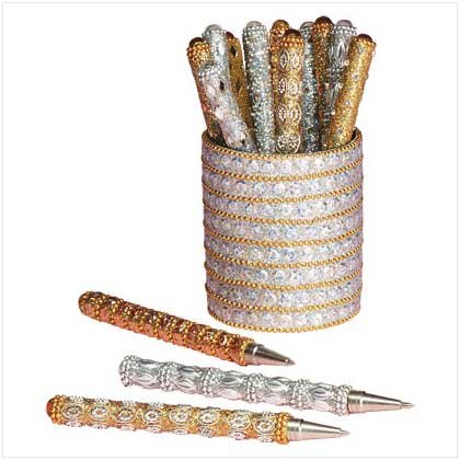 GLITTERING GOLD AND SILVER PEN SET