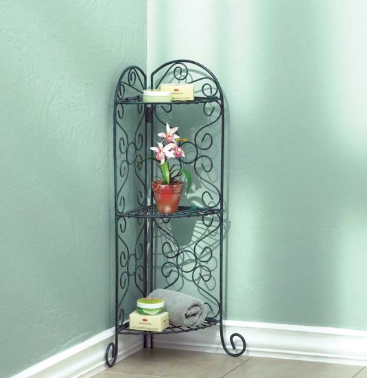 Antiqued Corner Plant Stand