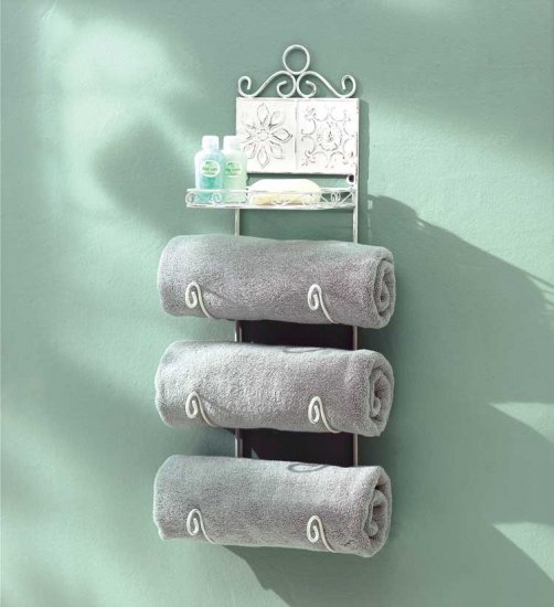 FLORAL TILED TOWEL RACK
