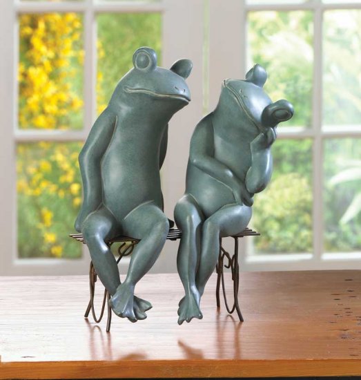LOVING FROGS ON BENCH